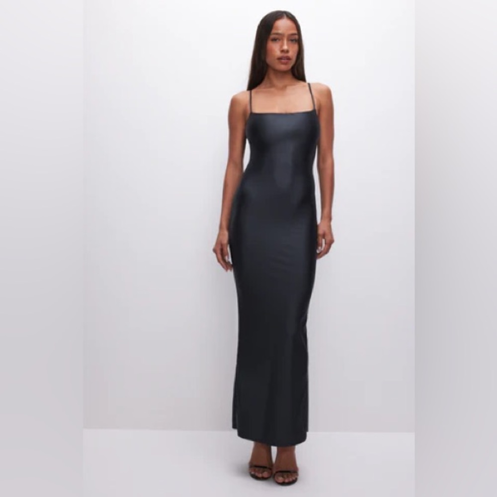 Good American Satin Maxi Dress - Black